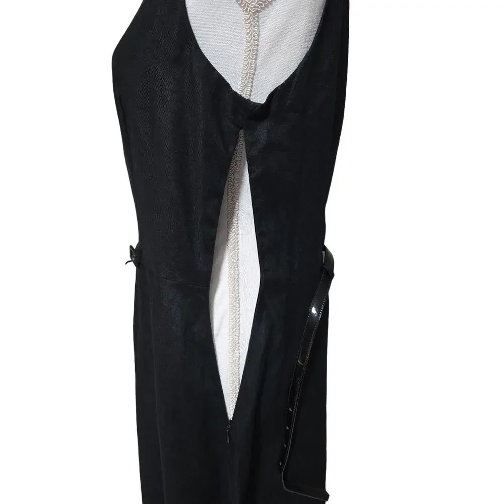 Laundry by Shelli Segal Vintage Linen Dress Size 10 Black Preppy Old Money Chic - Picture 7 of 10
